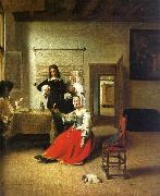Pieter de Hooch Woman Drinking with Soldiers oil painting picture wholesale